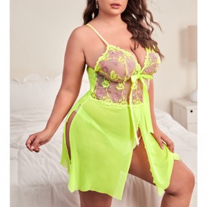 شبكة التطريز الأزهار شق فتحة الفخذ كامي الليلي